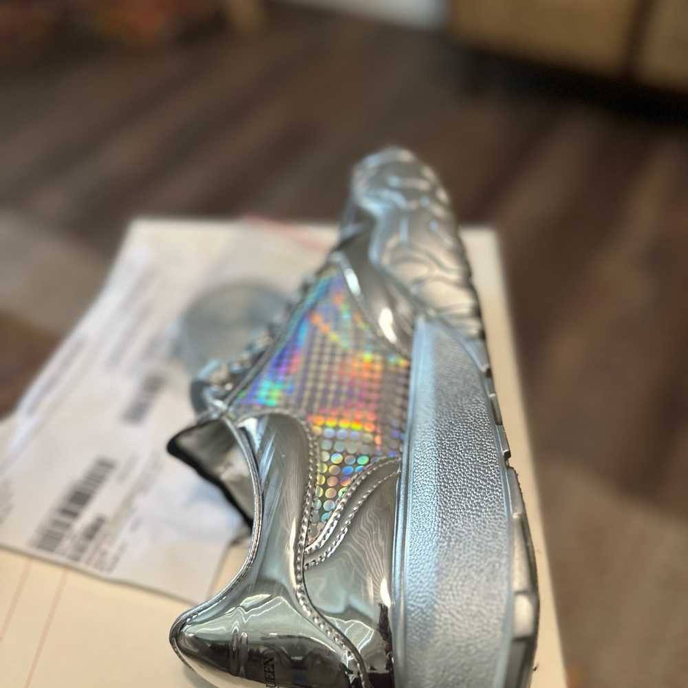 Authentic Alexander McQueen Silver Holographic Sneaker - Picture 9 of 13